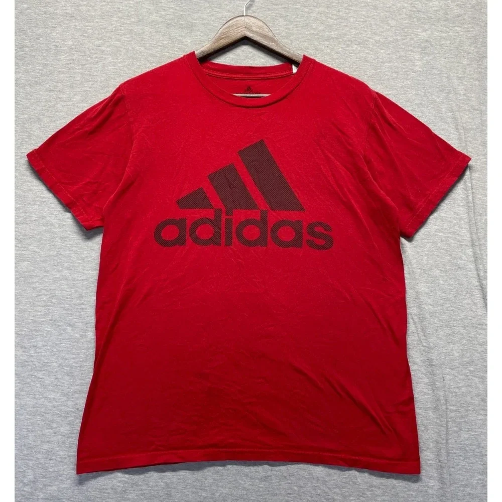 Adidas The Go To Performance T Shirt Mens Medium Red Graphic Print Logo Cotton